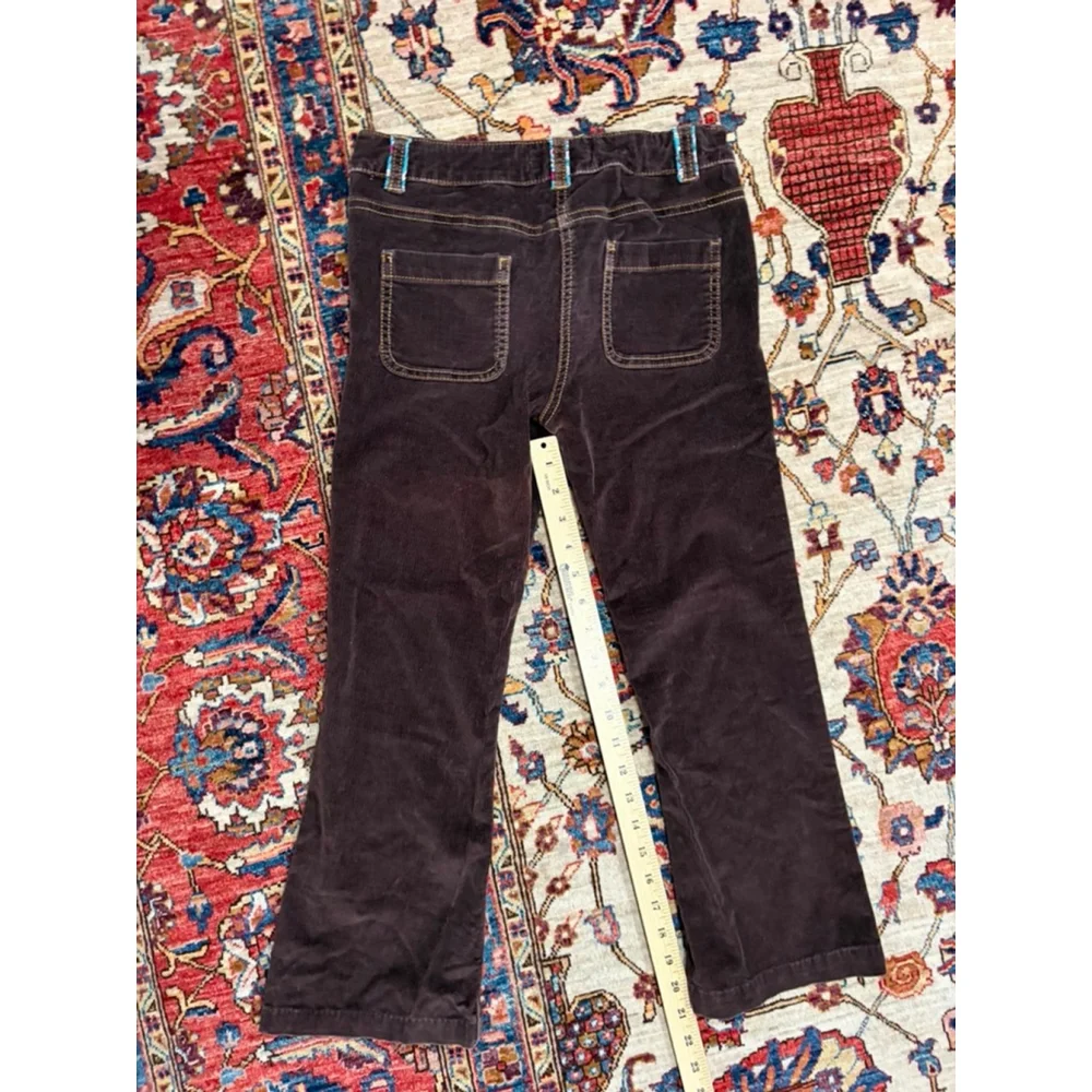 Mini Boden Brown Corduroy Pants Kids Size 11Y Straight Leg Floral Lined